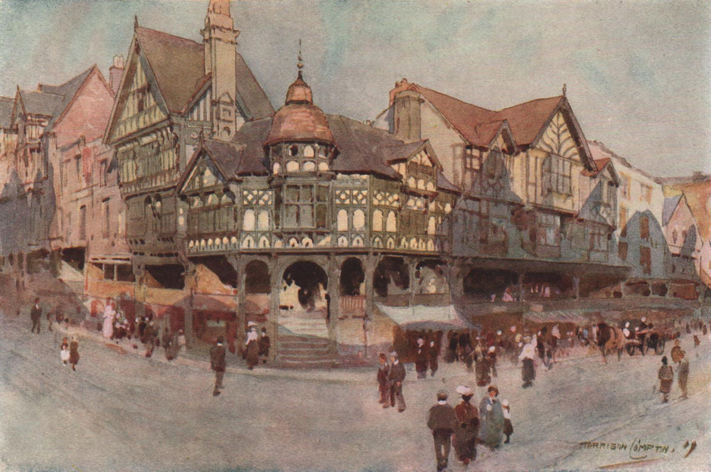 The Cross, Chester, by Edward Harrison Compton 1910 old antique print picture